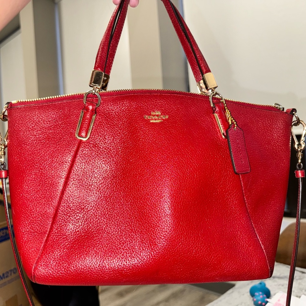 Coach Red Leather Tote Bag